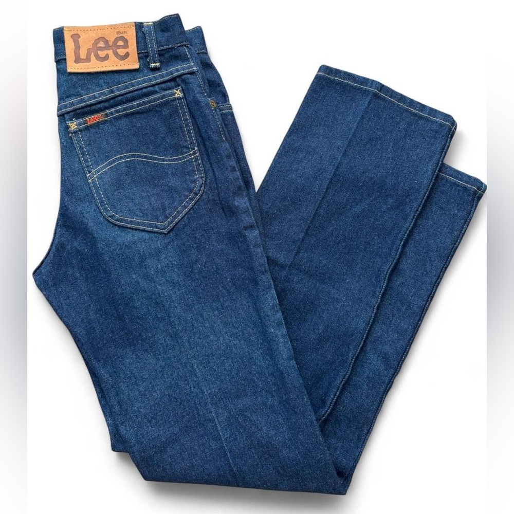 Vintage 70s Lee Straight Leg Dark Wash Denim Jeans, 27” waist